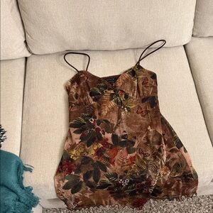 Floral Brown Spaghetti Strap mini dress